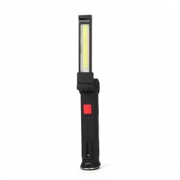 Bärbar ficklampa Utomhus Camping Arbeta Torch COB LED-lampa 5 MODES USB Uppladdningsbart inbyggd batteri LED-lampa med magnet