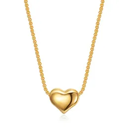 Pendant Necklaces Gold Color Minimalist Smooth Tiny Heart Necklace For Women Jewelry 2021 Valentine's Day Gift Drop