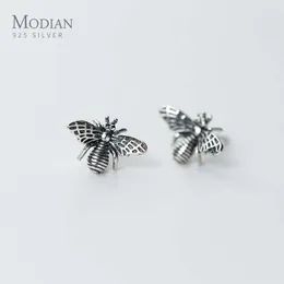 Vintage Realistic Bee Stud Brincos Para As Mulheres Meninas Charme Inseto Ear Studs 925 Sterling Silver Bijoux Jóias Brincos 210707