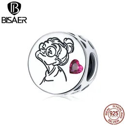 BISAER New Grandma Love Beads 925 Sterling Silver Letter Floral Charms Pendant Fit DIY Bracelet Jewelry Accessories ECC1762 Q0531