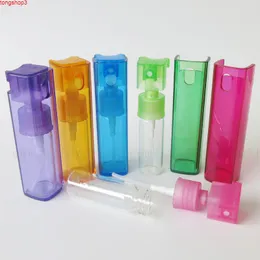 Travel Portable Square Plastic Refillable Perfume Bottle 10ml Spray Cosmetic bottles blue green purple orange pink 300pchigh qualtity