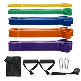 Tomshoo Resistance Bands 5 Packs Övningar Elastisk Fitness Training Yoga Loop Band Workout Pull rep med styrktest video H1026