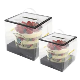 Big Transparent Pet Cake Pack Box Födelsedagsfest Bakning Dessert Bakeri Cookie Packaging