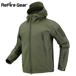 Refire redskap kamouflage militär jacka män vattentät mjuk skal taktisk jacka US Army Clothing Winter Fleece Coat Windbreaker 211013