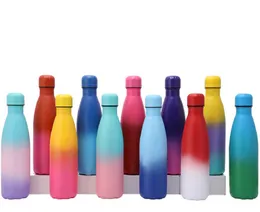 12 renk! 500 ml kola şişeleri degrade renk paslanmaz çelik çift duvar yalıtımlı vakum 17 oz su şişesi ombre gökkuşağı renkli spor kamp seyahat kupa özel