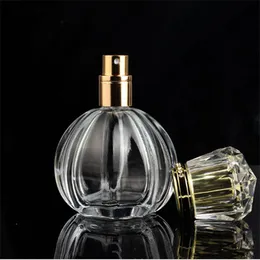 Puste pakowanie butelek perfum Vintage dyniowy kształt zapachowy butelka rozpylacza Refillable kryształ szklany atomizer Fine Mist 50ml 1964 Y2