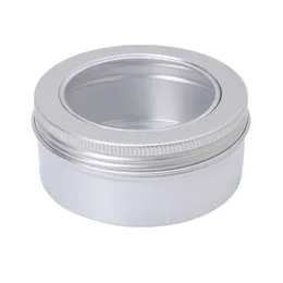 2021 150g Aluminiumburk med transparent fönsterlock Aluminium Container Pot Bröllop Presentförpackning Box Tin Metal Cans, 24PC / Lotgood Qualty