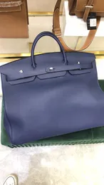 Birkinbag En Yüksek Kask Torbası Kalitesi Birkinbag Wholesale Sipariş Erkekleri Desingers el çantası 50cm Mavi Siyah Renkler Tamamen El Yapımı Kalite Togo Deri Balmumu Threa