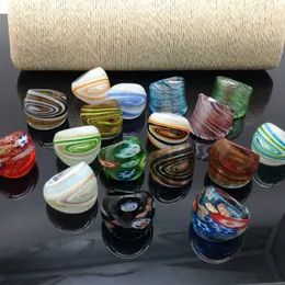 17pcs/Lot randomly mixed with coloured glaze rings Murano gold foil color ring more 17-19 mm