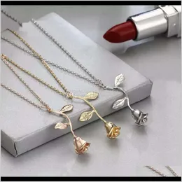 Necklaces & Pendants Fashion Flower For Girl Rose Gold Sier Pendant Necklace Friends Bridesmaid Wedding Women Jewelry Valentines Drop Delive