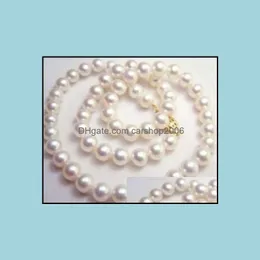 Naszyjniki z koralikami wisiorki biżuteria 9-10 mm naturalny biały naszyjnik z perłowego morza południowego 20 cali 14k złote dostawę 2021 Ja5iv