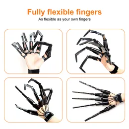 Halloween Articulated Fingers Festival Party Supplies Black Metal Cosplay Tillbehör Extension Handskar Claws Extender Wearable Scary Bones Claw Partihandel A02
