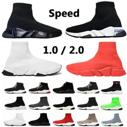 22SS Women Men Sock Buty Speed ​​1.0 2.0 Triple Black White Classic z koronkowymi swobodnymi ślizganiami się czerwonymi zielonymi trenerami Sports Sneakers Jogging Spacer Buty Clear Sole