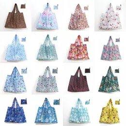 Foldable Shopping Bag Thick Large Tote ECO Reusable Waterproof Oxford Cloth Reusable Fruit Grocery Pouch Floral Pattern