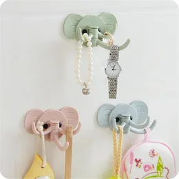 Hooks & Rails 3 PCS Creative Elephant Hook Cute Seamless Dormitory Bedroom Door Hangers Key Umbrella Towel Cap Coat Rack Wall Decoration