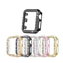 Glitter Bling Diamond Cases For Apple Watch Series 6 5 4 Double Diamonds PC Protective Cover Screen Protect Shell Iwatch 44mm 42mm 40mm 38mm