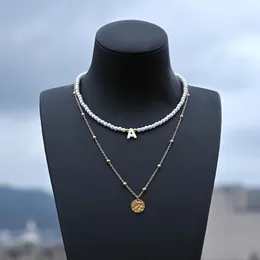 Anhänger Halsketten 2 teile/satz 2021 Trendy Initial Brief Perle Für Frauen Einfache Vintage Halskette Sommer Kette Choker Schmuck Geschenk