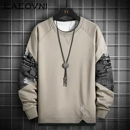 EAEOVNI Men Patchwork Hoodie Streetwear Print Tops Male Hip Hop Harajuku Sweatshirts Korean Hoody Men's Casual O-Neck Pullover 211014