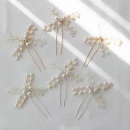 ヘアクリップbarrettes slbridal handmade淡水真珠ブライダルピンウェディングステッカーアクセサリー花嫁介添人女性ジュエリー