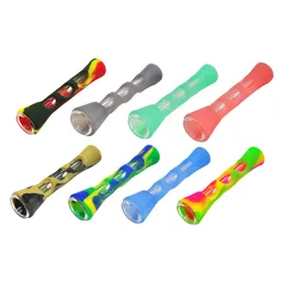 Bunte Vape-Kit-Tabak-Rohr-Silikon-Rohre Raucher-Räucher-Mini-Halter-Trockenkräuter-tragbares Hukahn-Wachsölbrenner Hand-DAB-Werkzeug