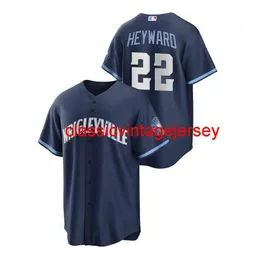 Uomo Donna Youth Jason Heyward Navy 2021 City Connect Jersey Ricamo Personalizzato Qualsiasi Nome Numero XS-5XL 6XL