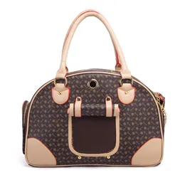 Hundval Luxury Fashion Pu Leather Puppy Handbag Purse Cat Tote Bag Pet Valise Travel vandring shopping brun stor