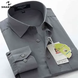 Shan Bao 6XL 7XL 8XL 9XL 10XL Mäns professionell långärmad tröja Business Casual Stor storlek Lös solid färg 210721