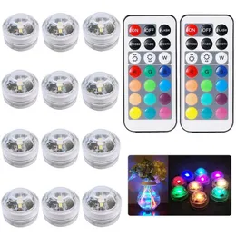 2 sztuk Zdalne sterowane RGB Zatapialny Lekki Bateria Obsługiwana Podwodna Lampa Noc Wazon Miska Outdoor Ogród Wedding Party Dekoracja