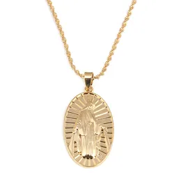 Trendy Virgin Mary Pendant Necklaces Christmas Gift Cross Medallion Women Christian Religion Jewelry