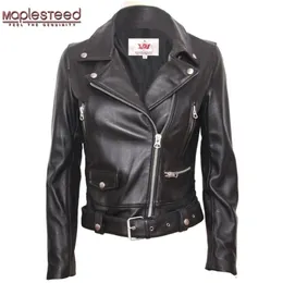 MAPLESTEED Natürliche Schaffell Echtes Leder Jacke Frauen Marke Dünne Weibliche Jacke Echtes Lammfell Oberbekleidung Damen Kleidung M125 211007