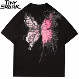 T-shirt da uomo Hip Hop Summer Streetwear Stampa Cracked Butterfly Tshirt Harajuku T-shirt manica corta in cotone Tops Tees Hipster 210317