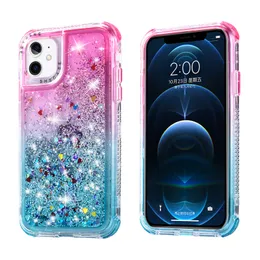 For Samsung S21 Ultra Phone Cases Gradient 3 in 1 PC TPU Bling Quicksand Glitter Back Cover B