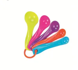 500set 5pcs/set Measuring Spoons Colorful Plastic (1 / 2.5 / 5 / 7.5/ 15ml) Measure Spoon Sugar Cake Baking Spoon#202143