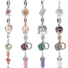 925 Sterling Silber Charms für Frauen, DIY-Schmuck, passend für Pandora-Armbänder, Herzen, Edelstein, modische Perlen mit Originalbeutel