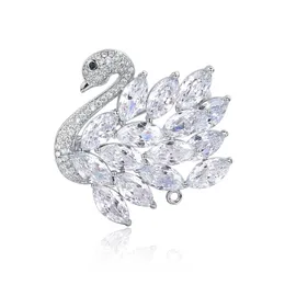 Eudora Crystal Animal Rhinestone Pure Swan Broszka Pinki Dwa kolory Swan Broszki dla kobiet Man Odzież Akcesoria