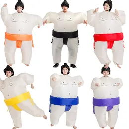 Sumo uppblåsbara kostym cosplay wrestler rolig blås upp kostym fest kostym fancy dress halloween kostym för vuxna barn jumpsuit Q0910
