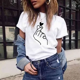 Arrival Women T Shirt Graphic Love Hand Funny Summer Tops Tee Femme Hipster Tshirt 210607