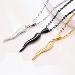 Chains Stainless Steel Italian Horn Pendant Necklace For Men Jewelry