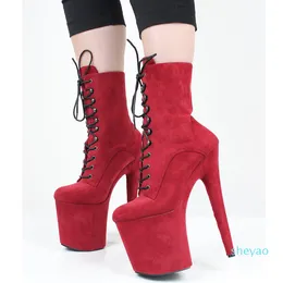 New Design Sexy Extreme Heel Shoes Erotic Lap Dancing Ankle Boots Women Lace Up Shoes Platporm Party Boots 36-43 8166