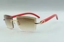 style Best-selling Direct sales top-quality cutting lens sunglasses 3524021, red wood temples, size: 58-18-135mm