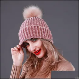 Andere Textilien Textilien Hausgarten Damenmode Winter Adt Weiche Stretch Warme Gestrickte Wolle Outdoor Freizeit Poms Beanies Hut Damen Skl Cap