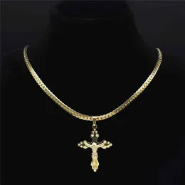 2021 rvs الصليب الشماعات سلاسل النساء / الرجال لون الذهب بيان صغير سلسلة مجوهرات كولير croix N8000S03