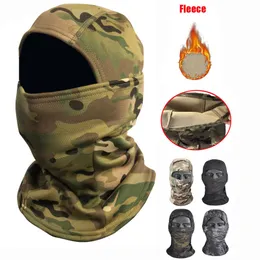 Kış Taktik Balaclava Sıcak Polar Termal Kayak Snowboard Yüz Maskesi Bisiklet Bisiklet Avcılık Airsoft Camo Şapka Eşarp