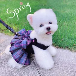 Pet Dog Cat Clothes Summer Spring Dog Dress con guinzaglio per imbracatura Chihuahua Bichon Gonna carina per cani di piccola taglia Abiti per cuccioli di lusso 211106