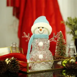 クリスマスの輝く雪だるまサンタクロースの赤ちゃんの人形Ledの点滅弦のライト寝室のテーブルランプランタン飾り飾り装飾ギフトY201020