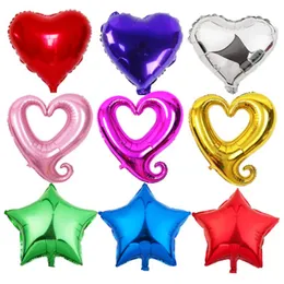 18Inch Hollow Heart Shape Foil Ballongs Bröllopsdekoration Helium Ballong Valentine's Day Gold Heart Party Supplies Balloon