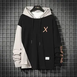 Japan Style Casual O-Neck Fjäder Höst Striped Hoodie Sweatshirt Mäns Tjock Fleece Hip Hop High Streetwear Kläder 211014