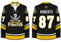 A camisa VinThe Dread Pirates ROBERTS terá listras bordadas com o brasão e um nome e número personalizados e costurados.