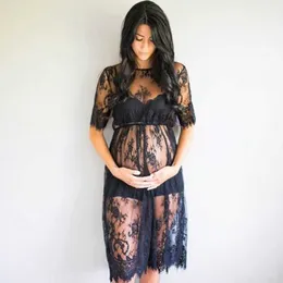 Koronka Odwiedzają Dress Maternity Dress Fancy Studio Odzież ciąża Prop Q0713