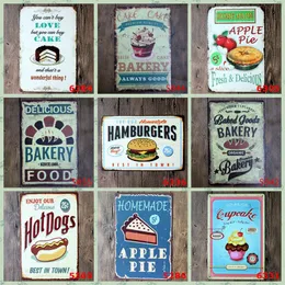 Newmetal Tin Signs Vintage Cake Hamburger Tin Sign Bar Malowe Metalowe obrazy Art Plakat Pub Hotel Restaurant Home Decor 40 Designs EWF7955